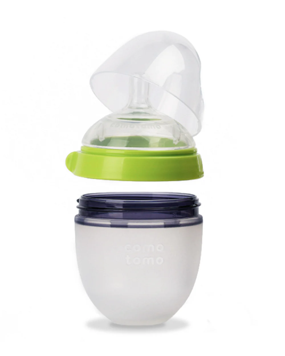Comotomo Wide Neck Silicone Feeding Bottle-Global Award Winner-With Slow Flow Nipple-0 to 3M-Dual Anti Colic Vent-150 ml-Green - Image 7