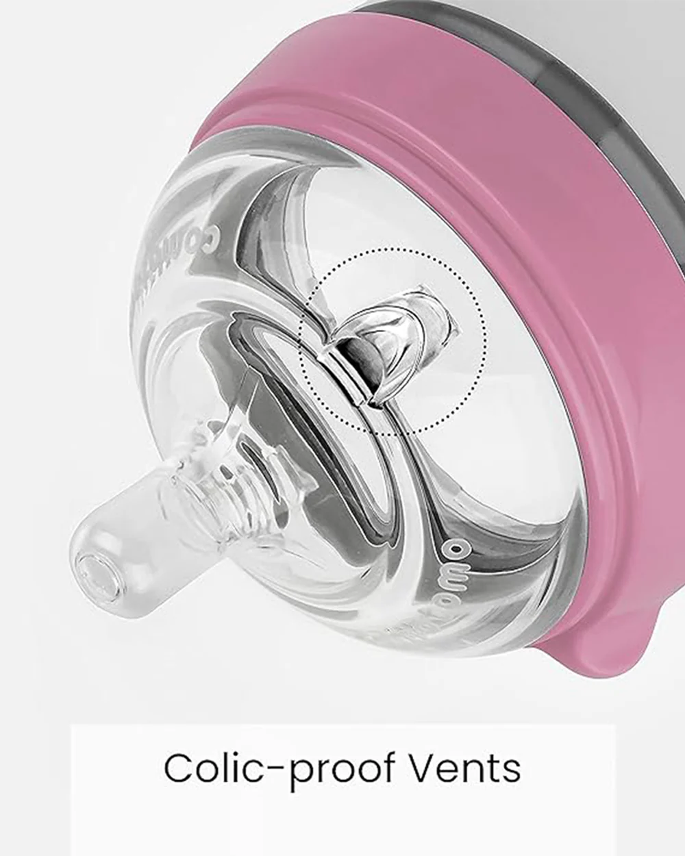 Comotomo Wide Neck Silicone Feeding Bottle-Global Award Winner-With Slow Flow Nipple-0 to 3M-Dual Anti Colic Vent-150 ml-Pink - Image 6