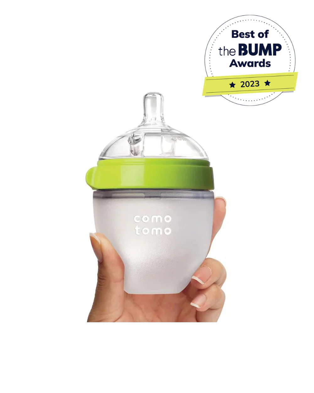 Comotomo Wide Neck Silicone Feeding Bottle-Global Award Winner-With Slow Flow Nipple-0 to 3M-Pack of 2-Dual Anti Colic Vent-150 ml-Green - Image 2