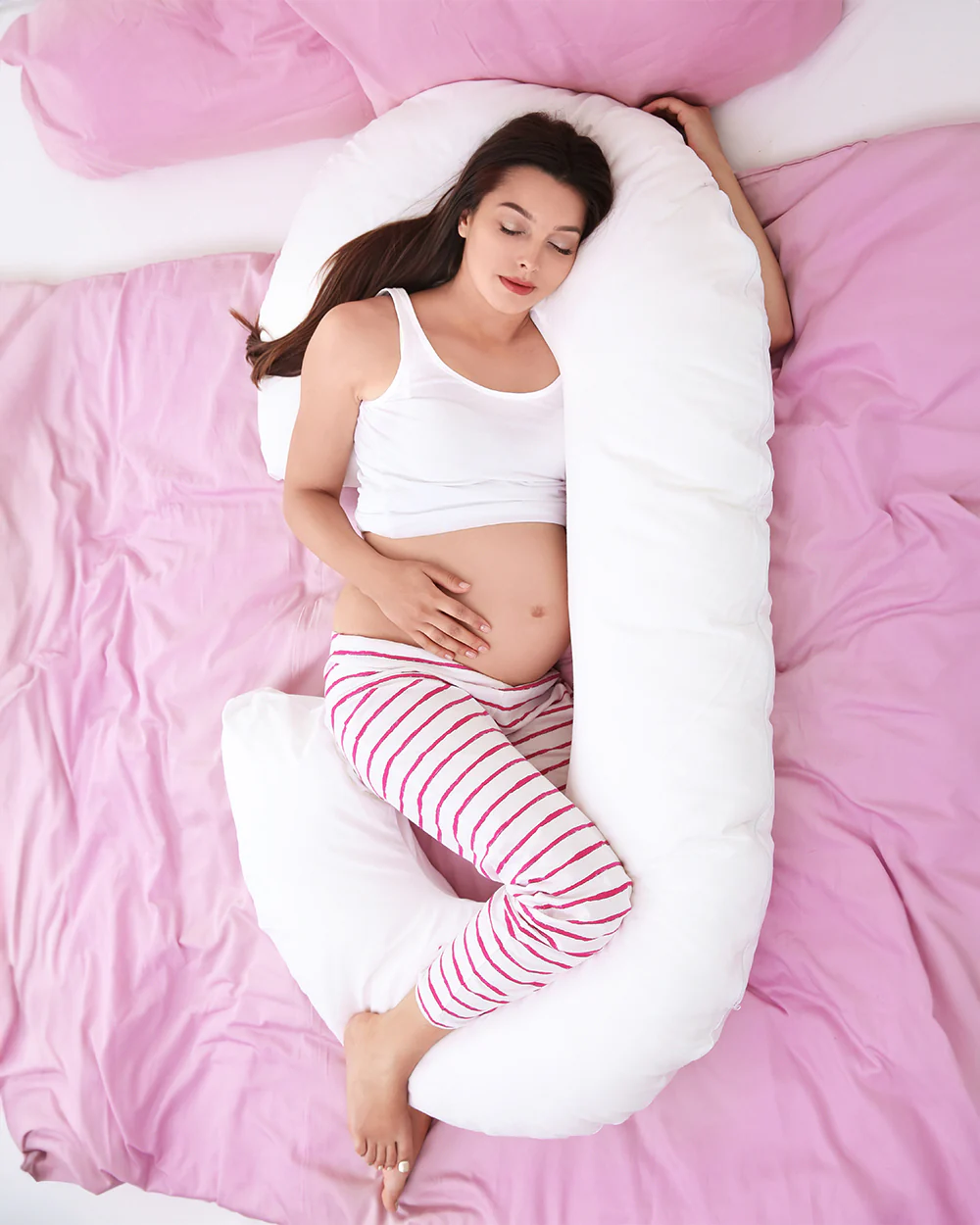 Coozly C shaped Pregnancy Pillow-Full Body-Yellow-Premium Lyte-Microfibre-Removable & Washable Cover-For Maternity - Image 4