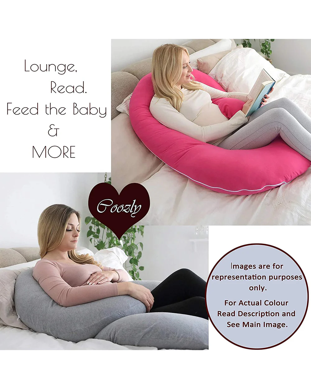 Coozly C shaped Pregnancy Pillow-Full Body-Yellow Star-Super Premium-Microfibre-Removable & Washable Cover-For Maternity - Image 3
