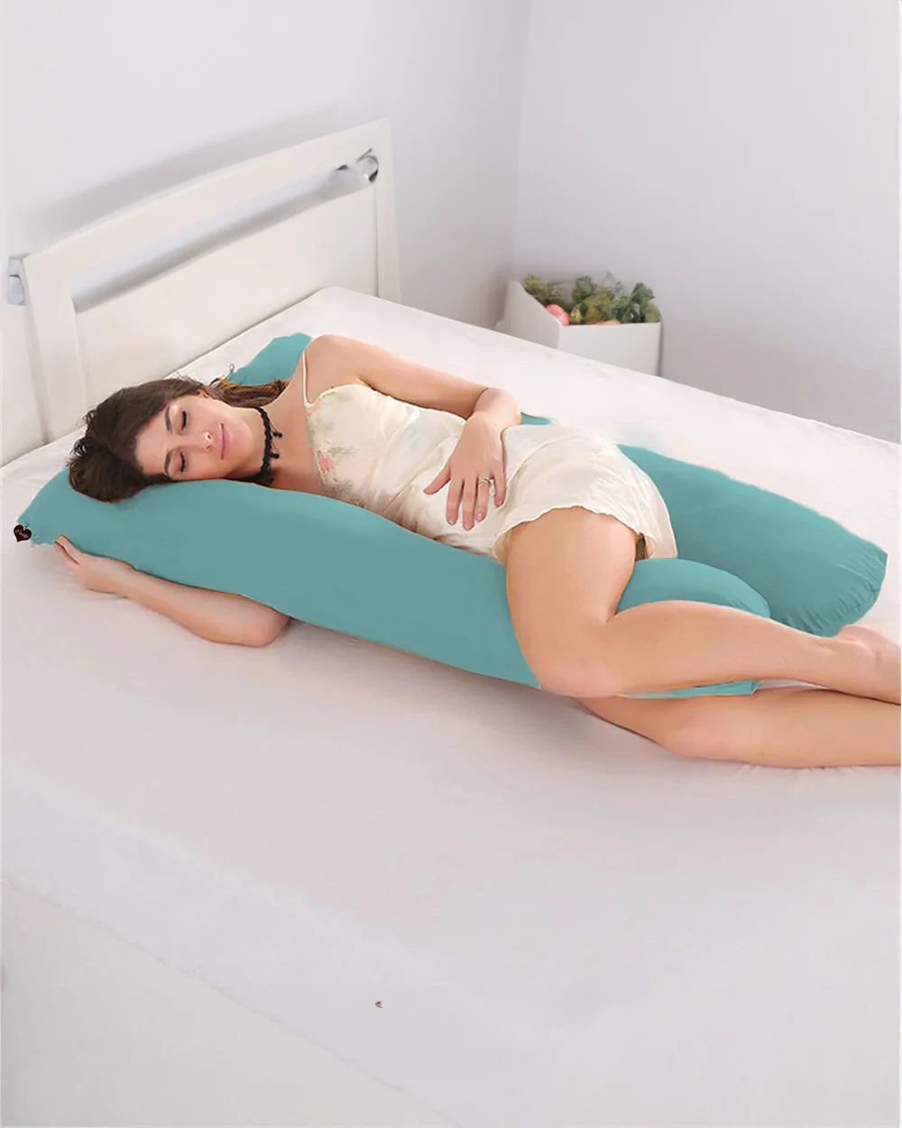 Coozly Feline shaped Pregnancy Pillow-Full Body-Mint-Microfibre-Removable & Washable Cover-For Maternity - Image 2