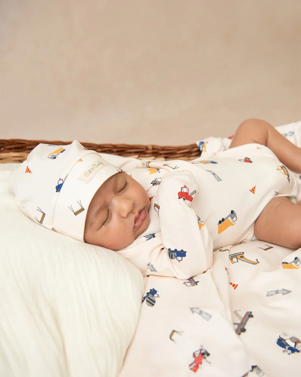 Cot & Candy Baby Cream Cap-Construction-Organic Cotton-For Infants - Image 5