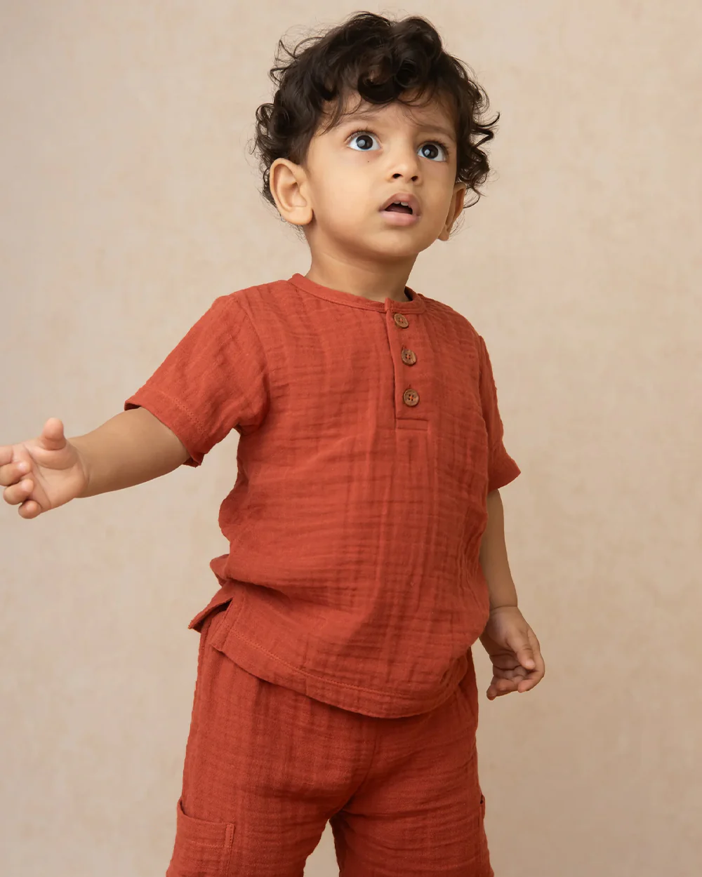 Cot & Candy Baby Crimson Red Long Sleeves T-Shirt-Pincante-Organic Muslin-For Infants - Image 4