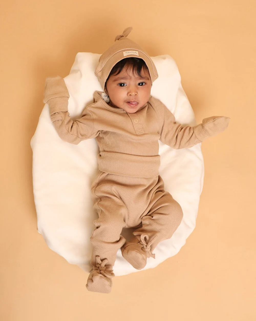 Cot & Candy Baby Latte Booties-Solid-Organic Cotton-For Infants - Image 2