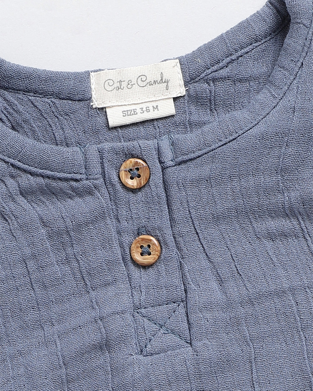 Cot & Candy Baby Blue Romper-Solid-Organic Cotton-For Infants - Image 3
