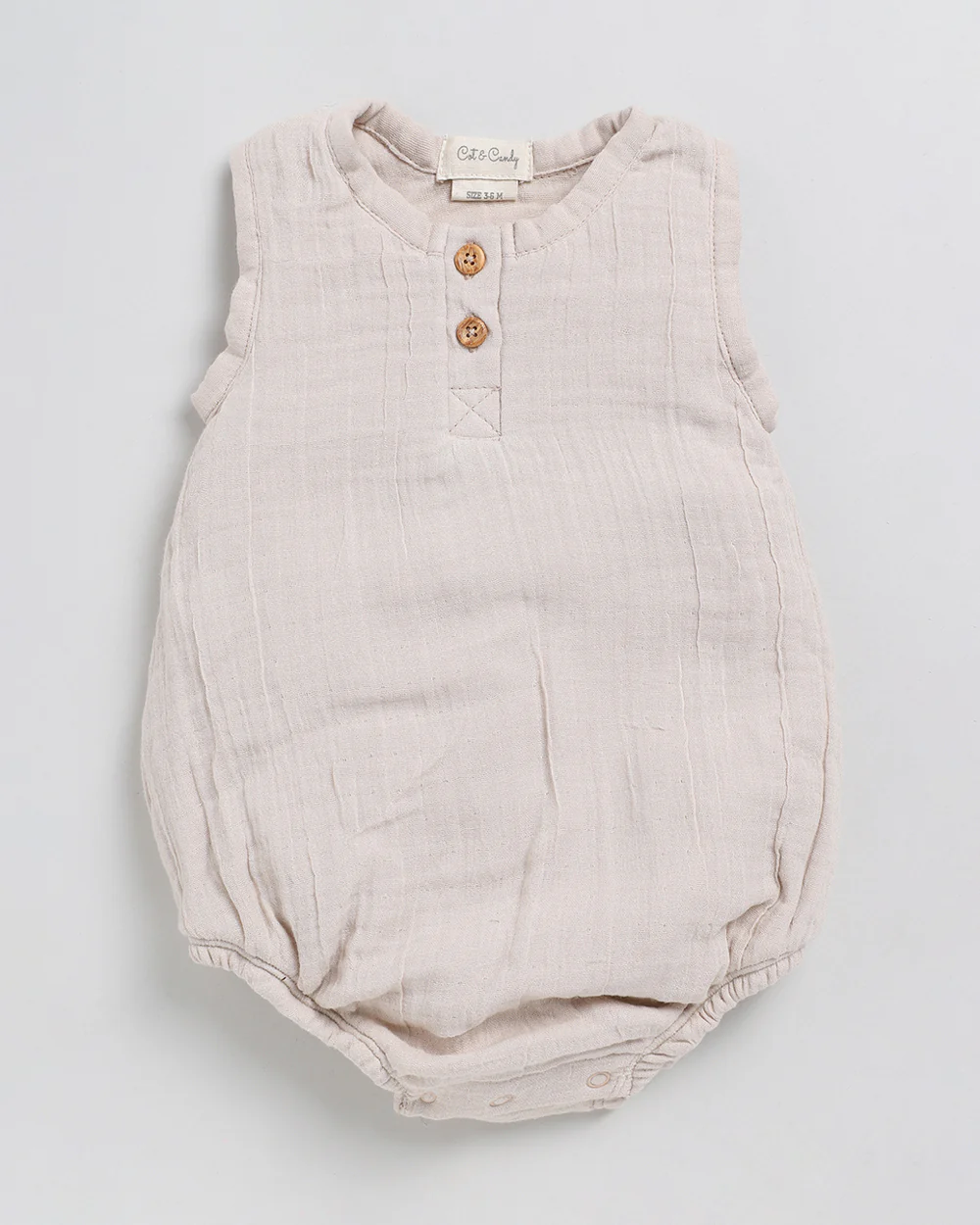 Cot & Candy Baby Oatmeal Romper-Solid-Muslin-For Infants