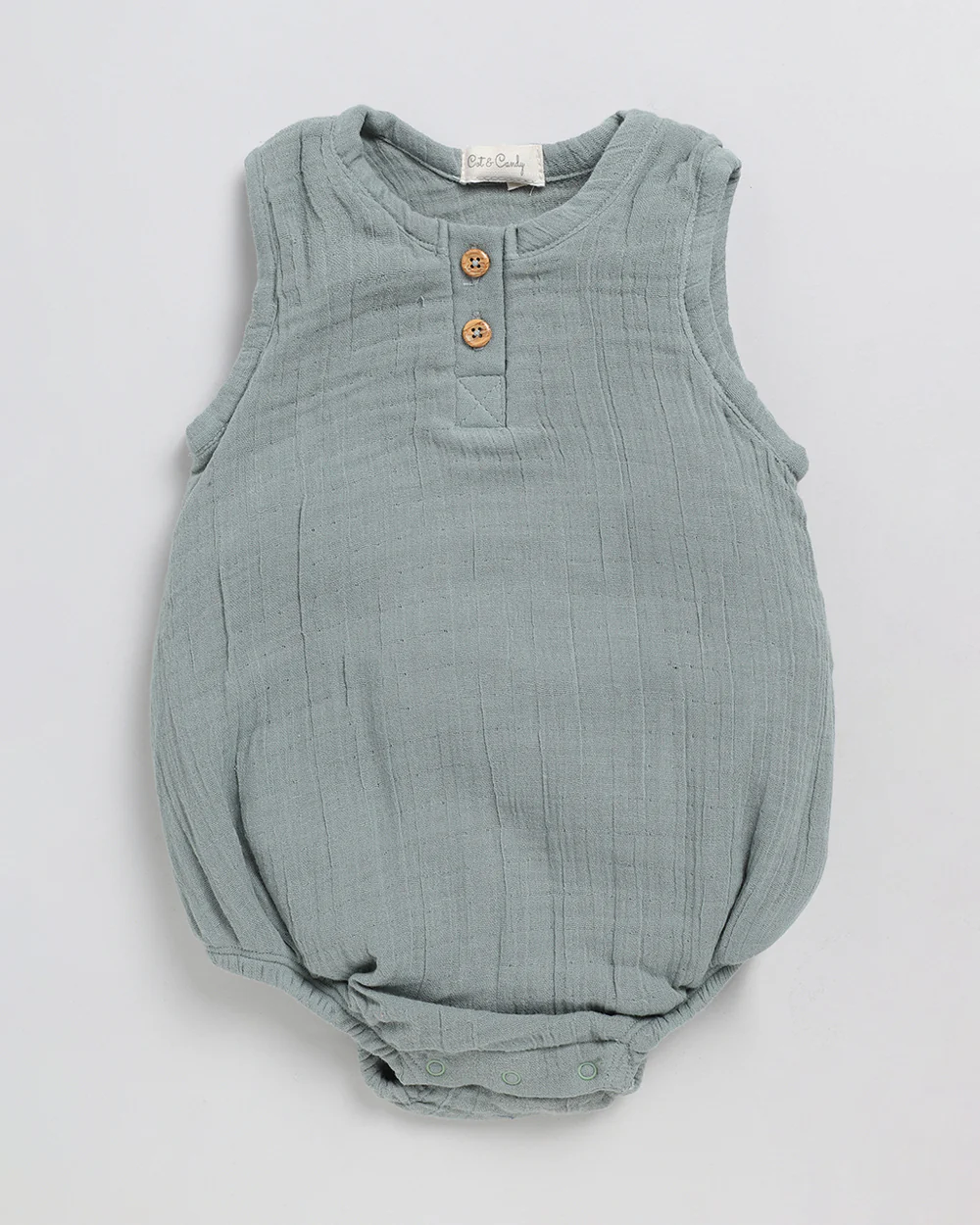 Cot & Candy Baby Sage Romper-Solid-Muslin-For Infants