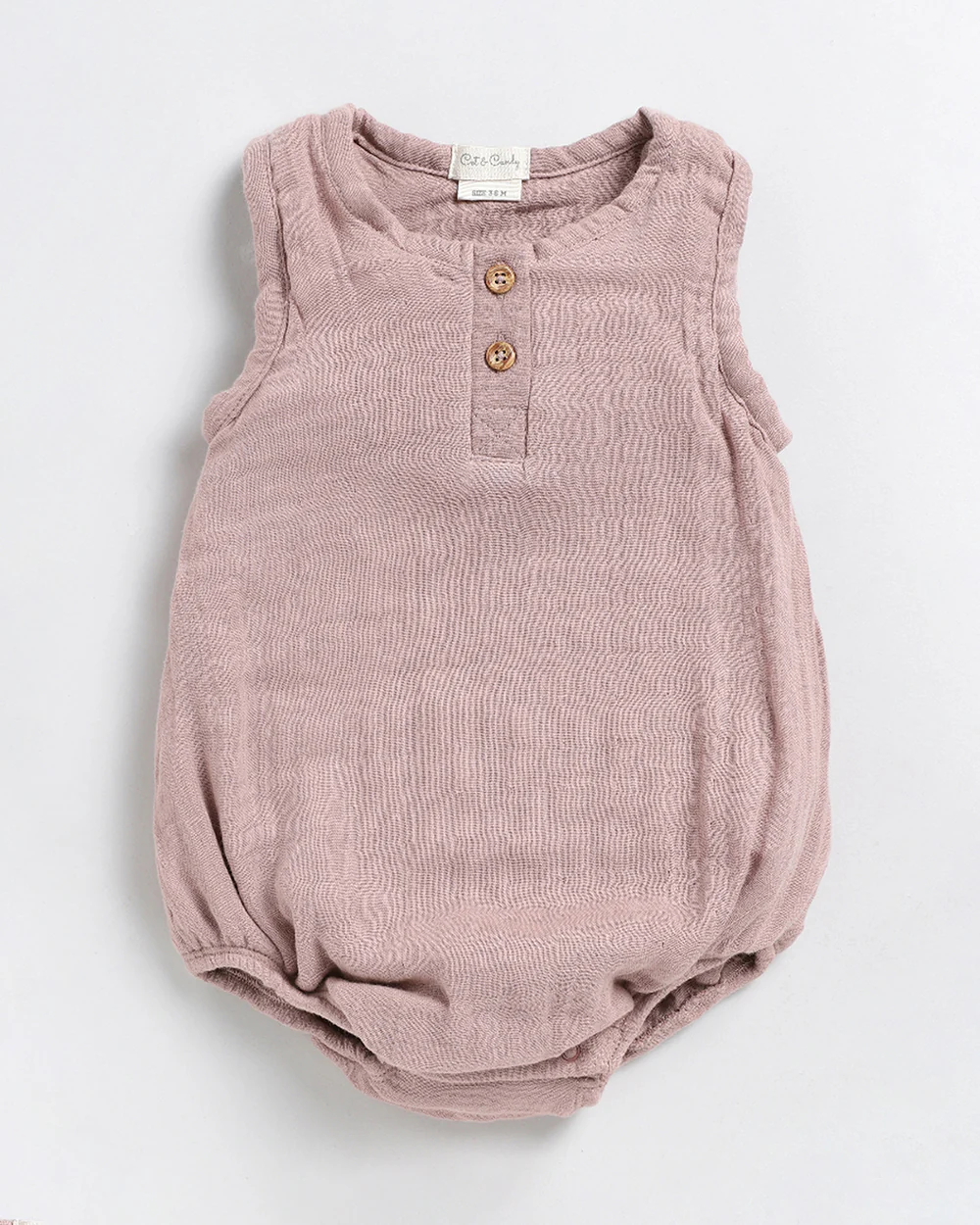 Cot & Candy Baby Blush Pink Romper-Solid-Muslin-For Infants