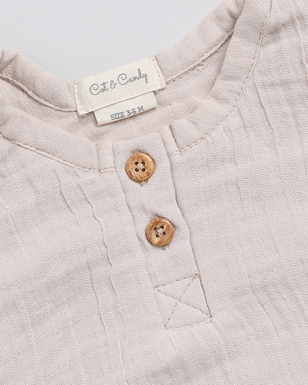 Cot & Candy Baby Oatmeal Romper-Solid-Muslin-For Infants - Image 3