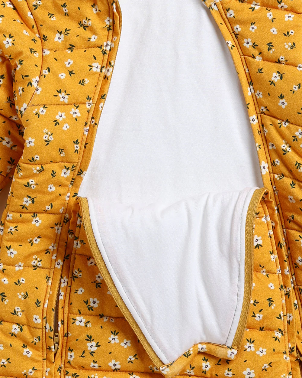 Cot & Candy Baby Mustard Quilted Sleepsuit-Floral Print-Cotton-For Infants - Image 4