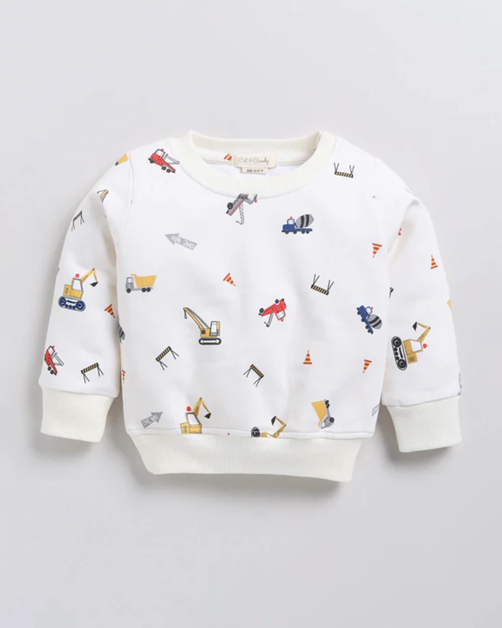 Cot & Candy Baby Off White Winter Wear Sweatshirt & Jogger Set-Construction-GOTS Certified Organic Fleece-For Infants - Image 5
