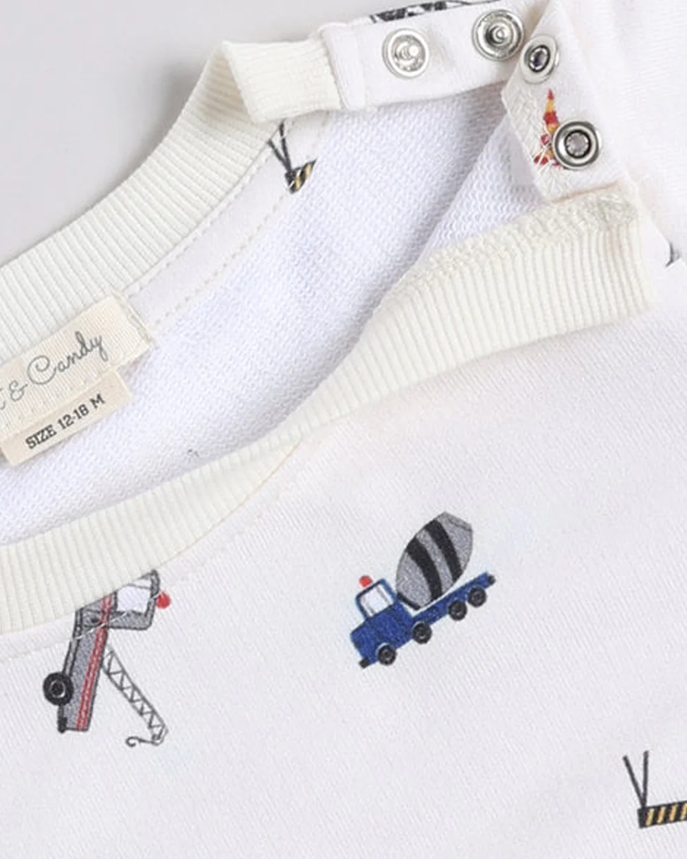 Cot & Candy Baby Off White Winter Wear Sweatshirt & Jogger Set-Construction-GOTS Certified Organic Fleece-For Infants - Image 6