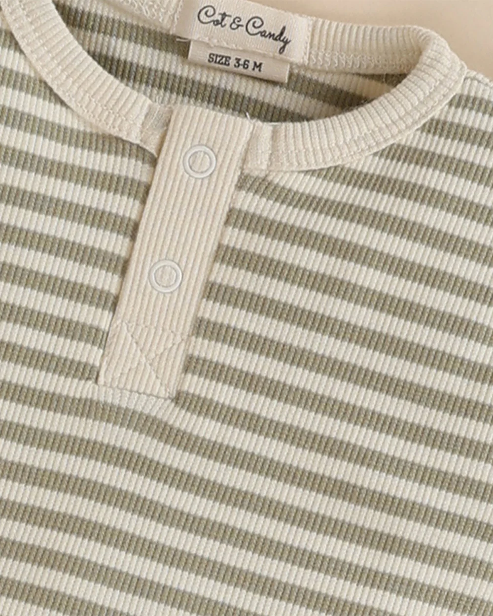 Cot & Candy Baby Pastel Green Short Sleeve Bodysuit-Dewkist Stripe-Organic Cotton-For Infants - Image 3