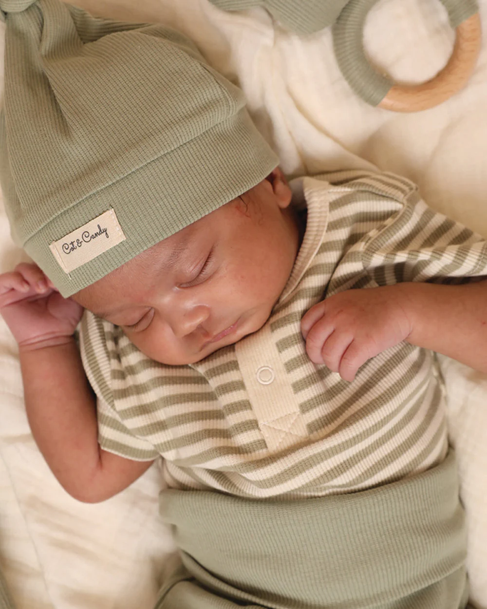 Cot & Candy Baby Pastel Green Short Sleeve Bodysuit-Dewkist Stripe-Organic Cotton-For Infants - Image 7