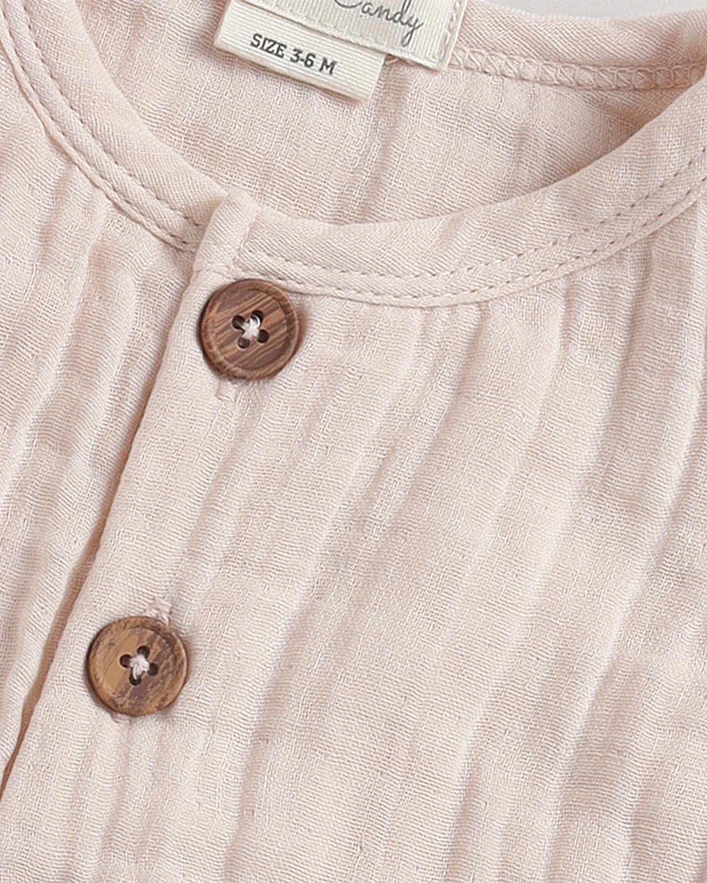 Cot & Candy Baby Petal Pink Romper-Solid-Organic Muslin-For Infants - Image 3