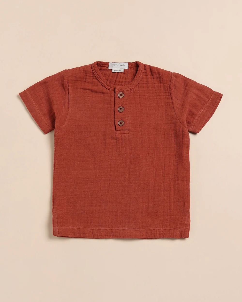 Cot & Candy Baby Picante Short Sleeve T-shirt & Jogger Set-Solid-Muslin-For Infants - Image 5