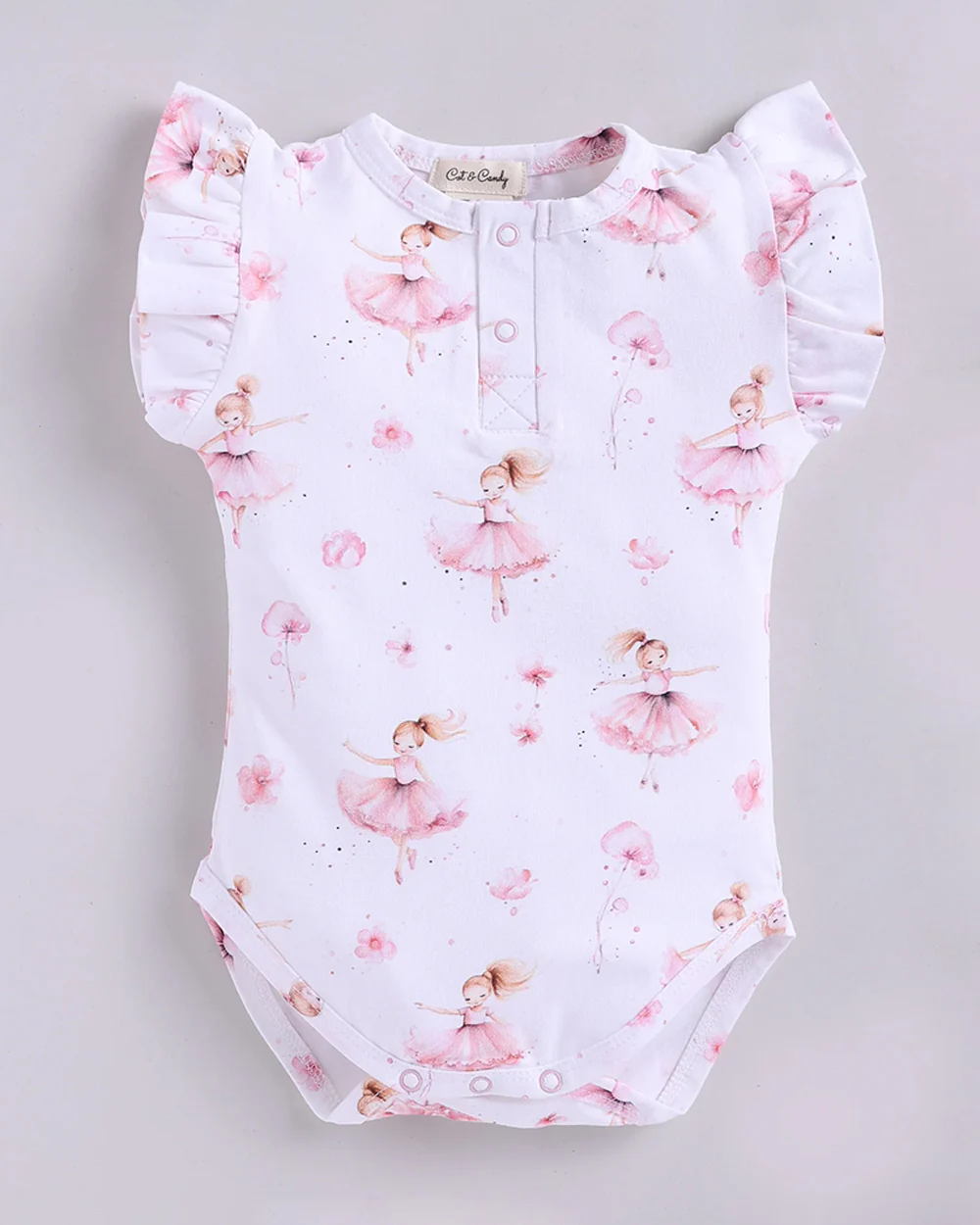 Cot & Candy Baby Pink Frill Bodysuit-Ballerina-Organic Cotton-For Infants