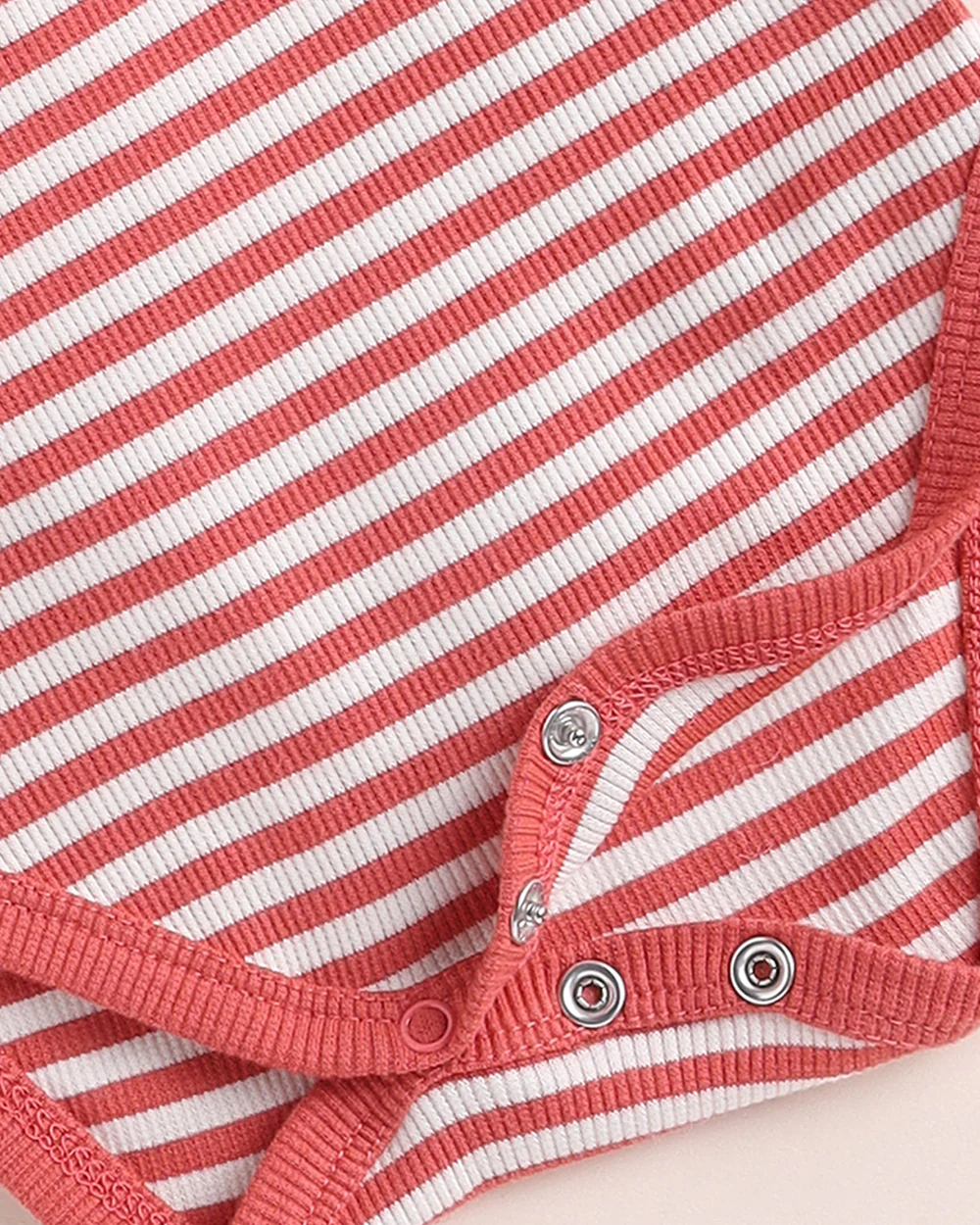 Cot & Candy Baby Red Bodysuit-Berry Stripe-Organic Cotton-For Infants - Image 4