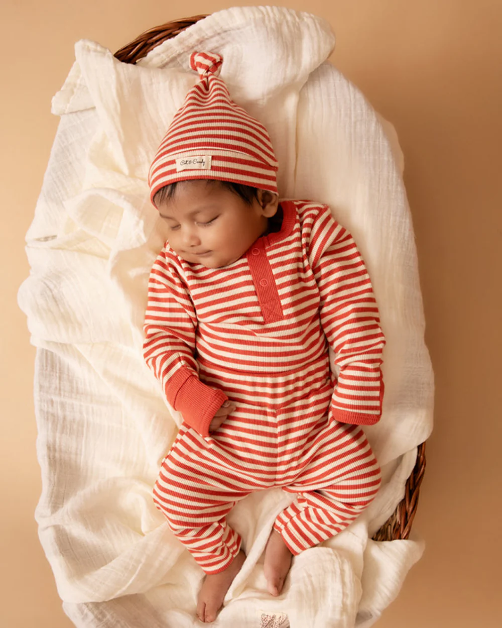 Cot & Candy Baby Red Cap-Stripes-Organic Cotton-For Infants - Image 5