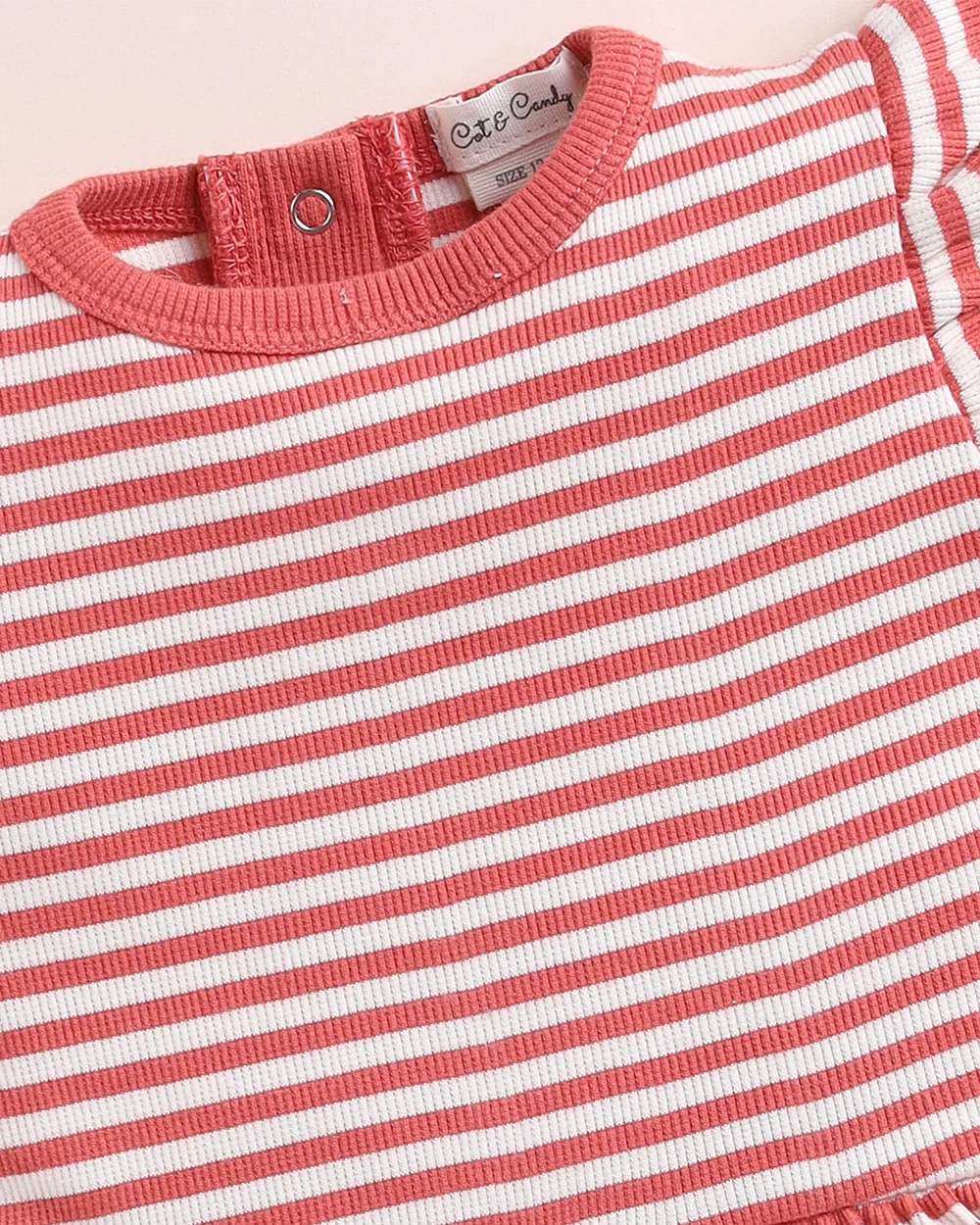 Cot & Candy Baby Red Frock Dress-Berry Stripe-Organic Cotton-For Infants - Image 4