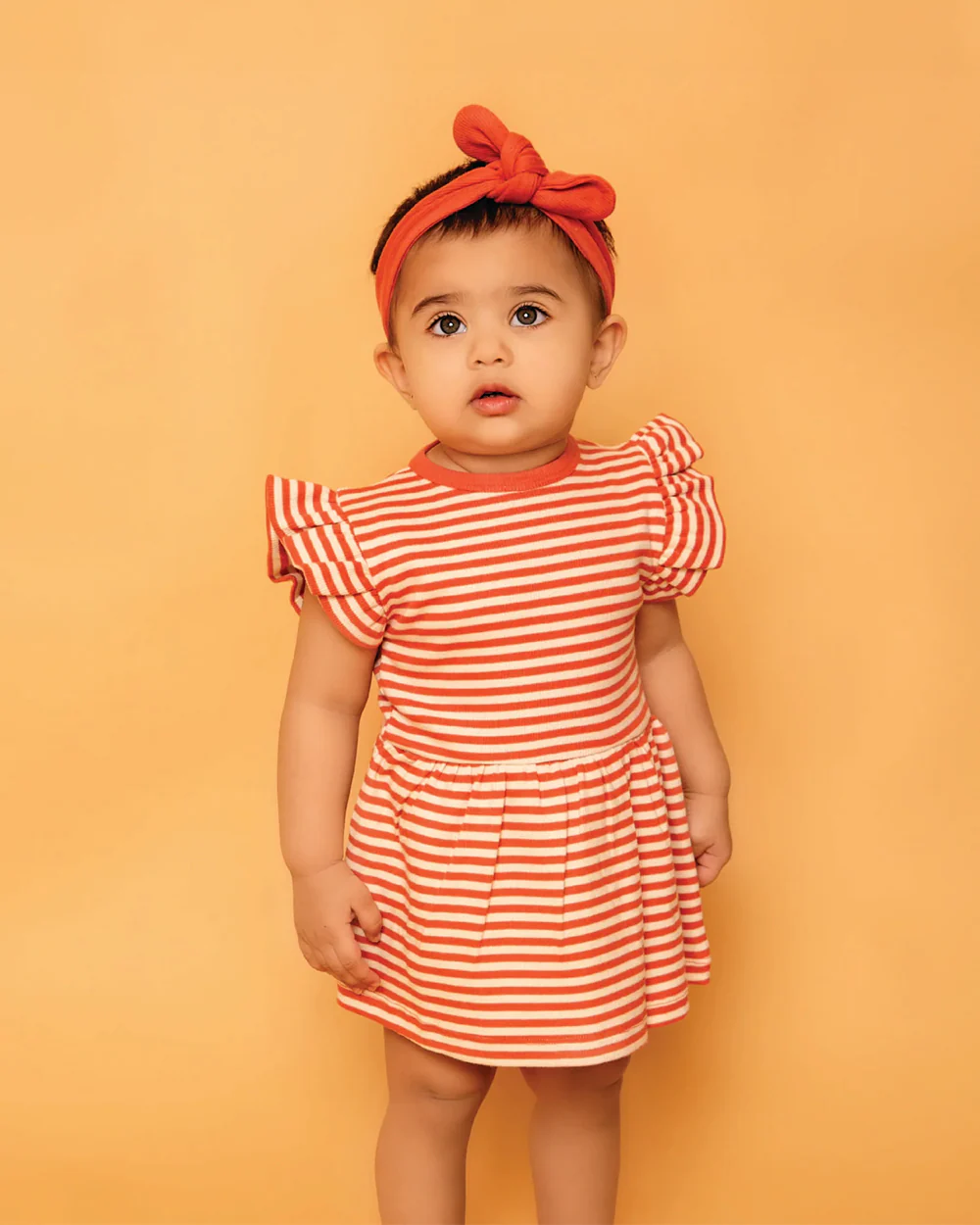 Cot & Candy Baby Red Frock Dress-Berry Stripe-Organic Cotton-For Infants - Image 5