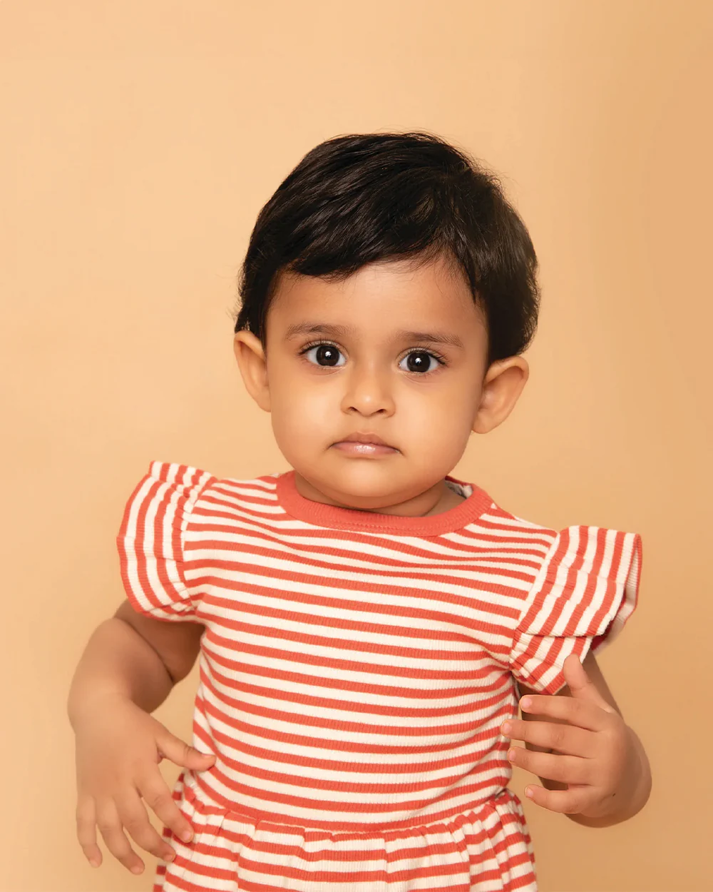 Cot & Candy Baby Red Frock Dress-Berry Stripe-Organic Cotton-For Infants - Image 7