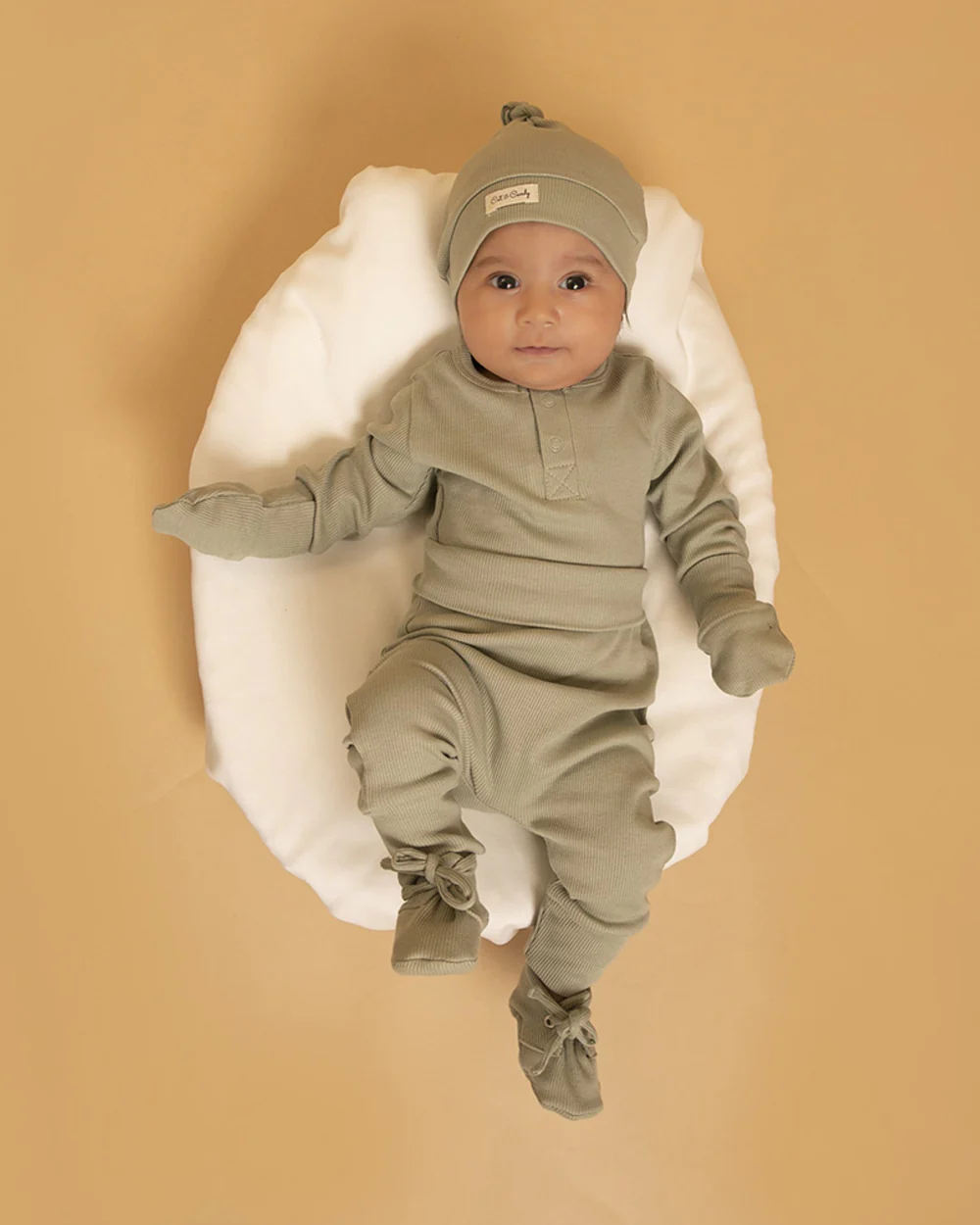 Cot & Candy Baby Sage Booties-Solid-Organic Cotton-For Infants - Image 2