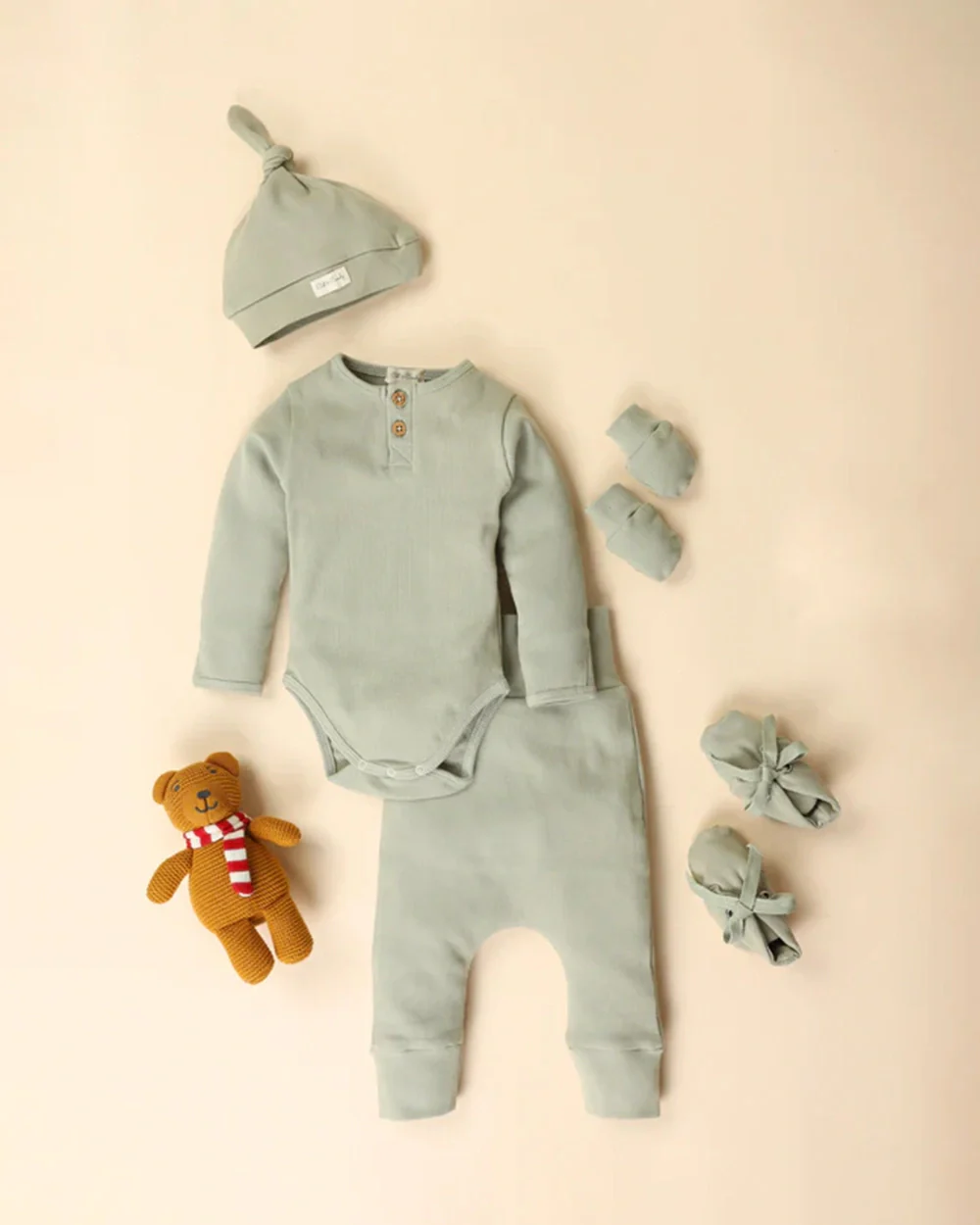 Cot & Candy Baby Sage Full Sleeve Bodysuit New Born Gift Set-Pack Of 5-Gift For Baby Shower & Baby Birthday