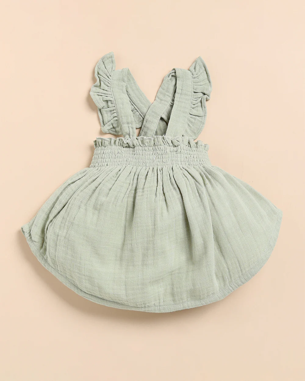 Cot & Candy Baby Sage Green Top & Bloomer Set-Solid-Muslin-For Infants - Image 2