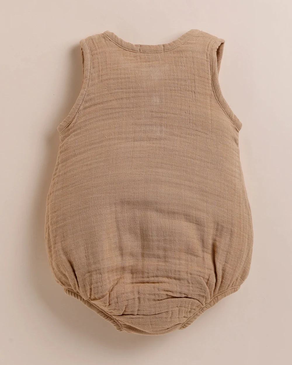 Cot & Candy Baby Tan Bubble Romper-Latte-Organic Muslin-For Infants - Image 2