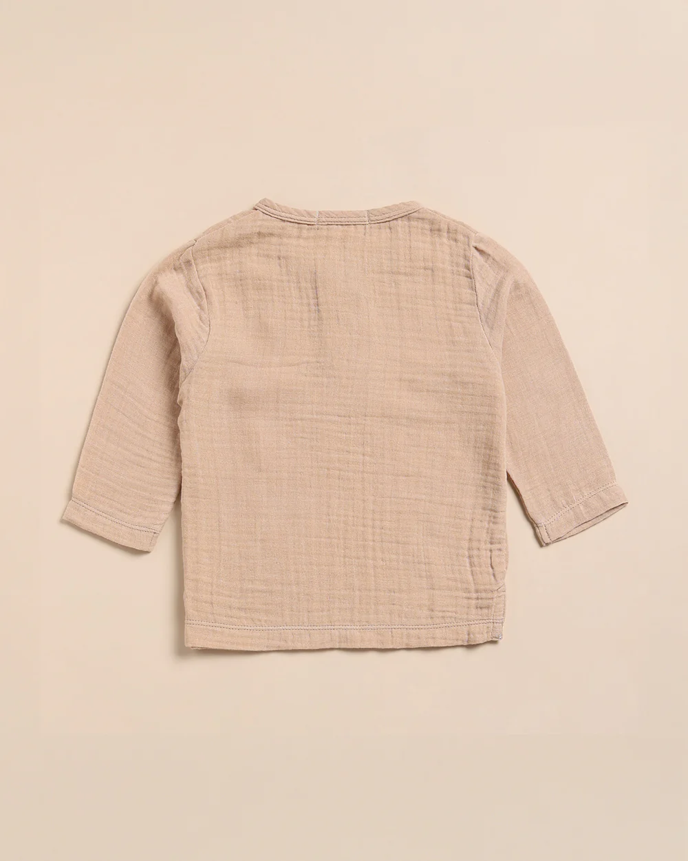 Cot & Candy Baby Tan Top & Jogger Set-Long Sleeves-Solid-Organic Muslin-For Infants - Image 3