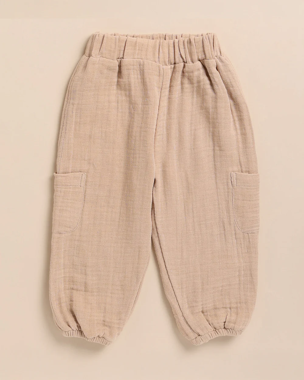 Cot & Candy Baby Tan Top & Jogger Set-Long Sleeves-Solid-Organic Muslin-For Infants - Image 6