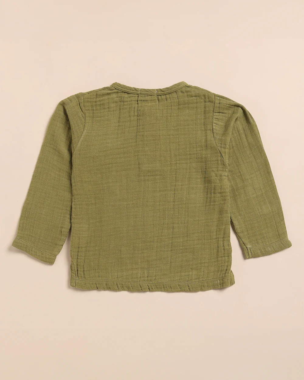 Cot & Candy Olive Shirt & Jogger Set-Organic Muslin-Solid-For Infants - Image 6