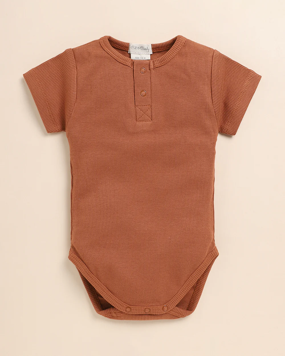 Cot & Candy Baby Ginger & Camel Bodysuit-Solid-Organic Cotton-Pack of 2-For Infants - Image 2