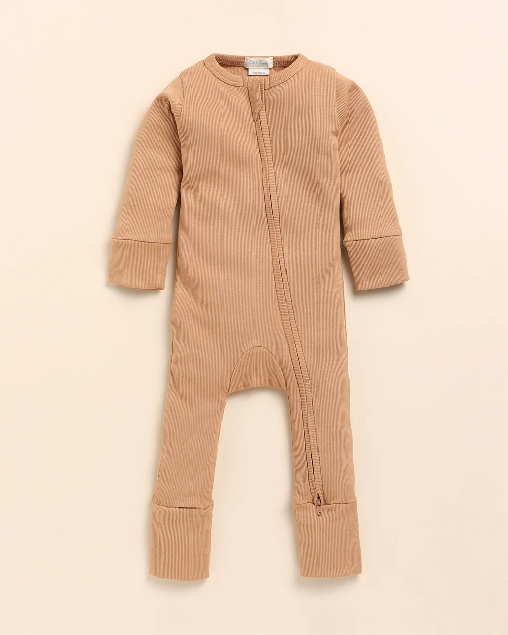 Cot & Candy Baby Milk & Camel Winter Wear Zipsuits-Solid-Organic Cotton-Pack of 2-For Infants - Image 2
