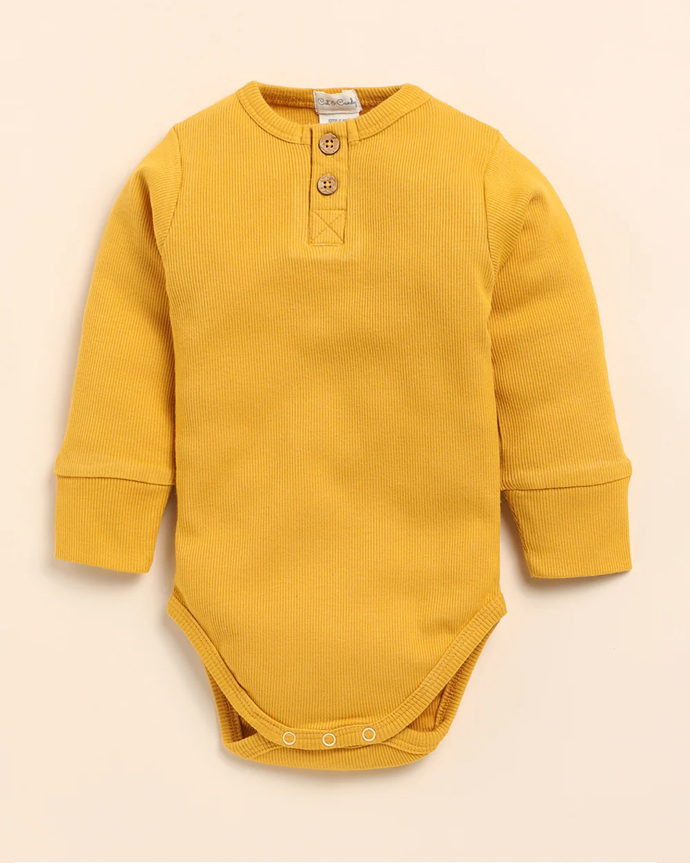 Cot & Candy Baby Yellow Winter Wear Bodysuit-Solid-Organic Cotton-For Infants