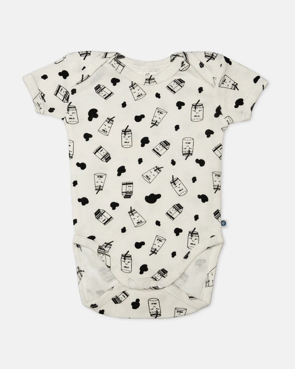 Cotton Bug White & Black Bodysuit-Milk-Organic Cotton-Half Sleeves-Pack of 3-For Infants - Image 5