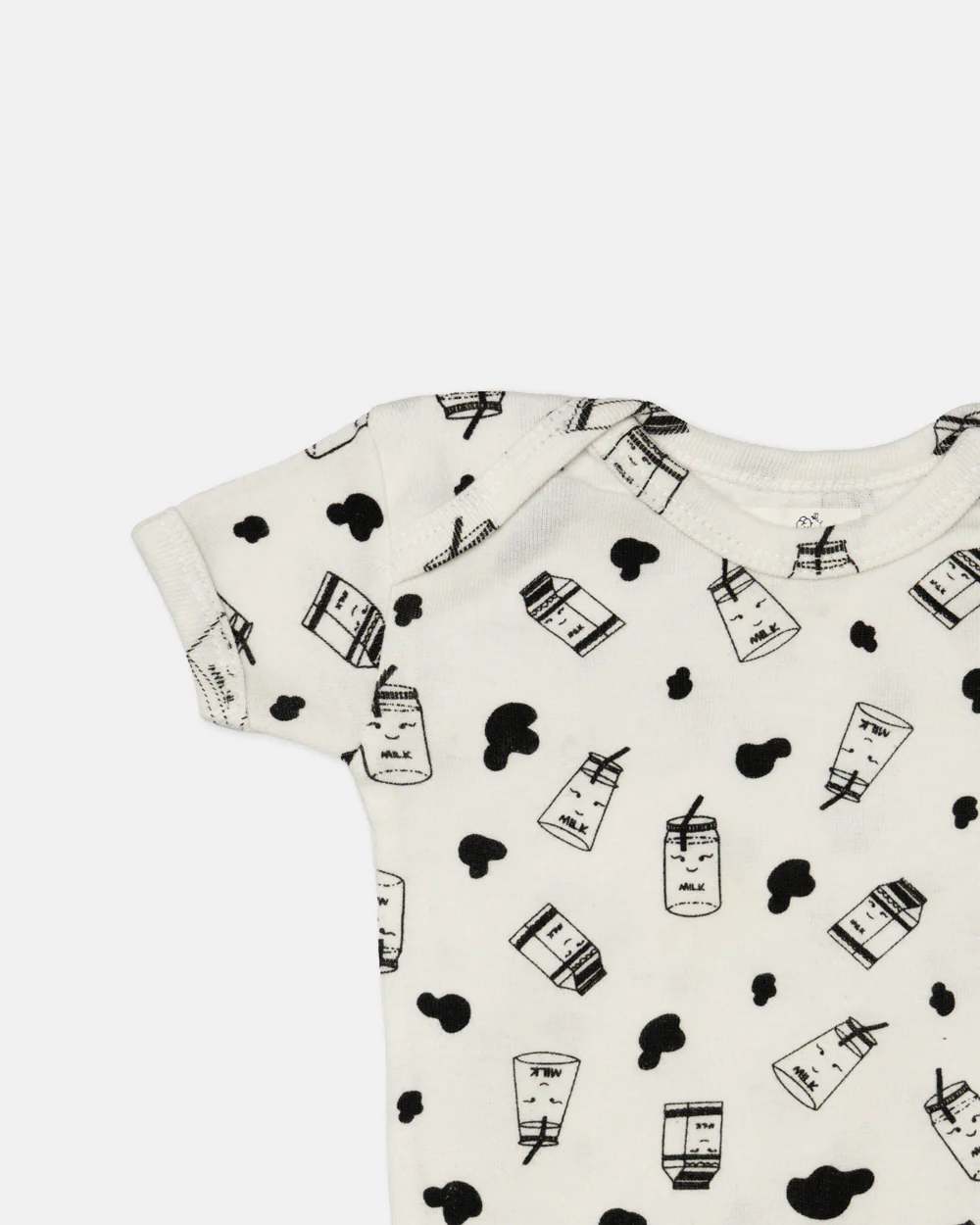 Cotton Bug White & Black Bodysuit-Milk-Organic Cotton-Half Sleeves-Pack of 3-For Infants - Image 8