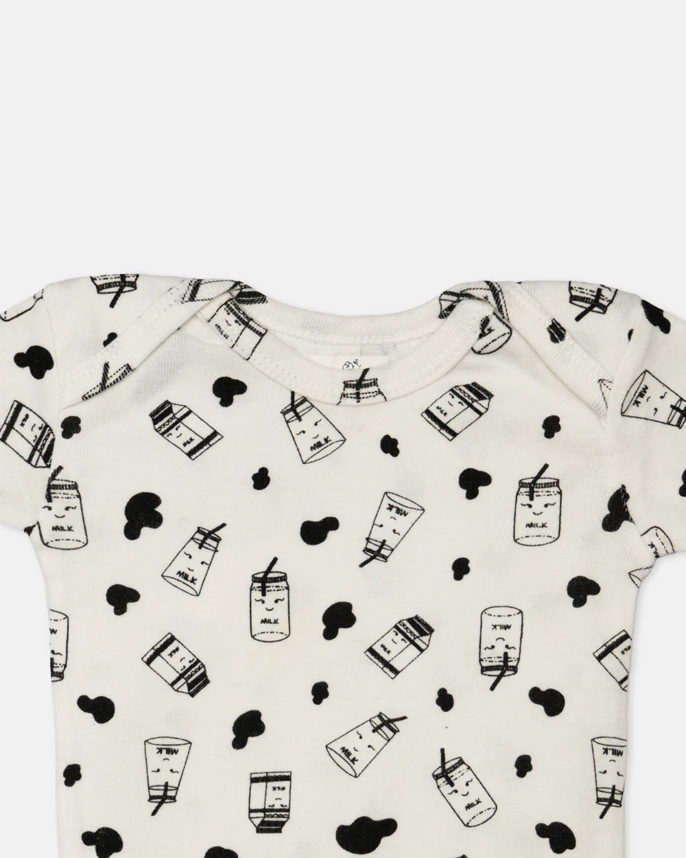 Cotton Bug White & Black Bodysuit-Milk-Organic Cotton-Half Sleeves-Pack of 3-For Infants - Image 9