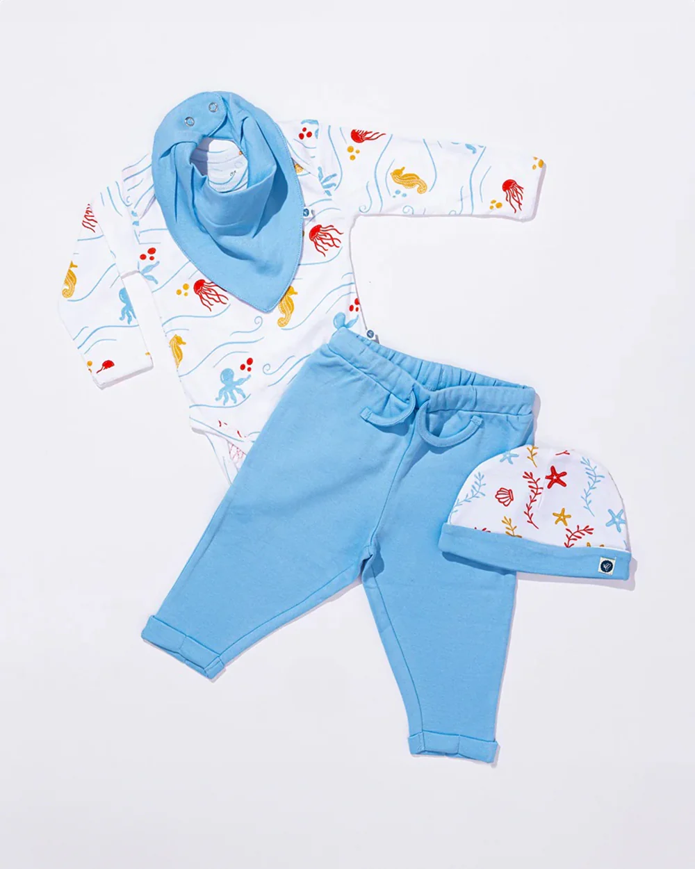 Cotton Bug Baby Bibs-100% Organic Cotton-Easy Snap Button-Sea World-Pack of 2-For Infants - Image 3