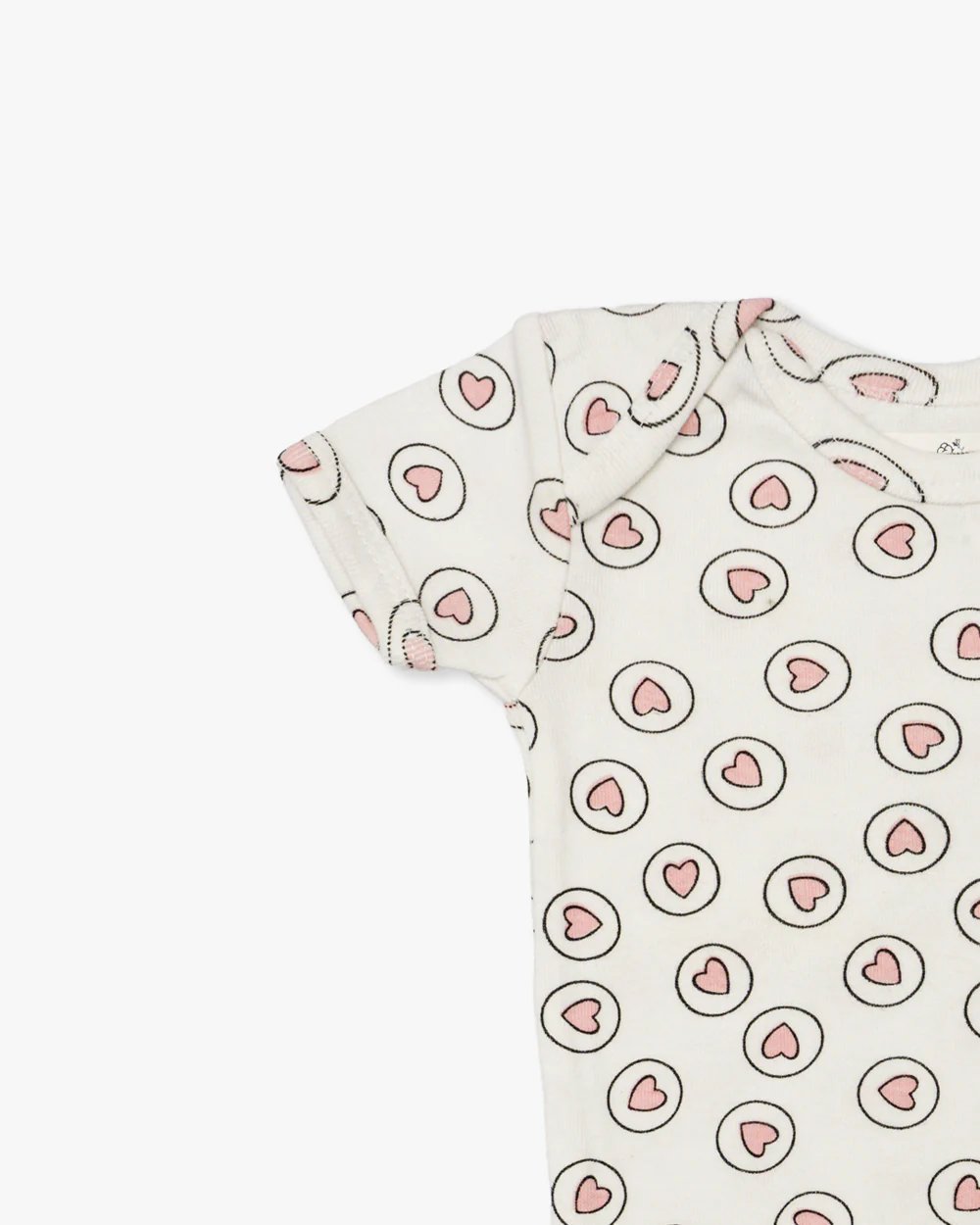 Cotton Bug White & Pastel Pink Bodysuit-Hearts-Organic Cotton-Half Sleeves-Pack of 3-For Infants - Image 12