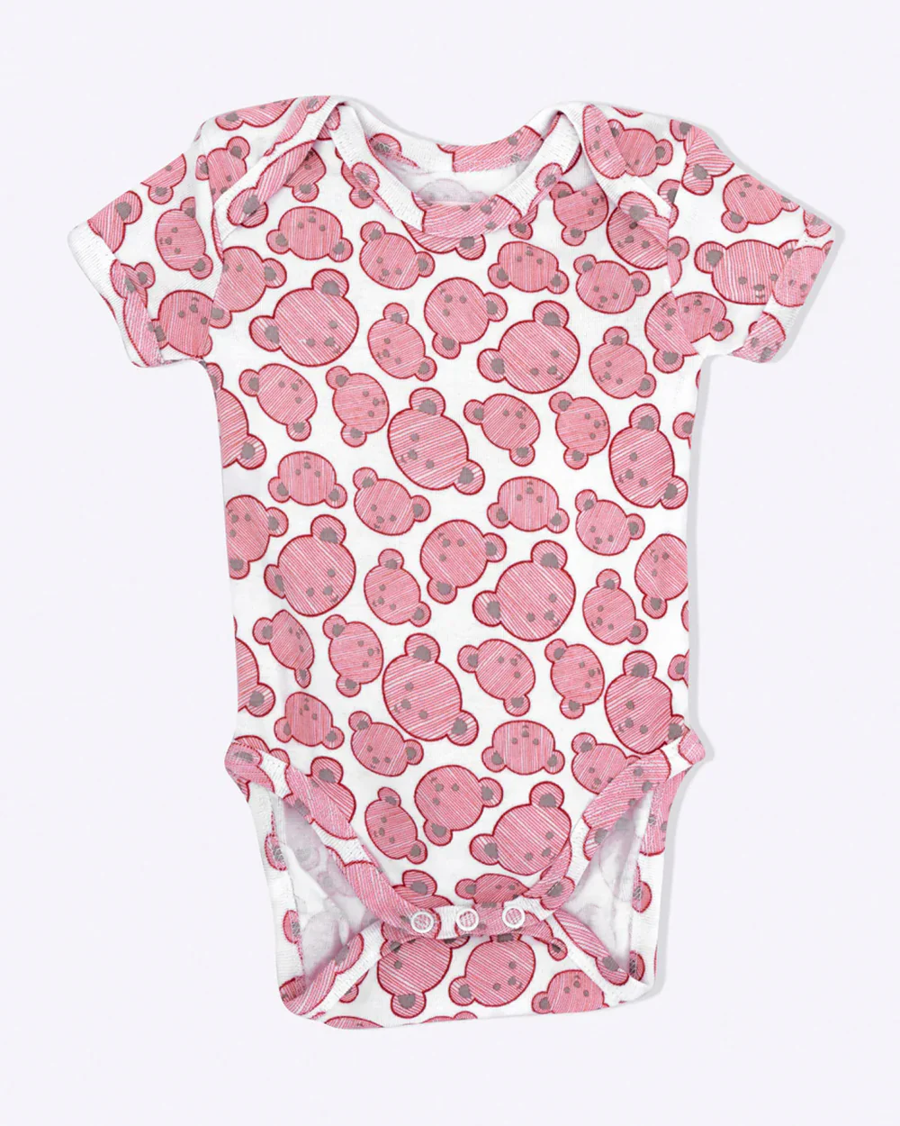 Cotton Bug White & Pink Bodysuit-Teddy-Organic Cotton-Half Sleeves-Pack of 3-For Infants - Image 7