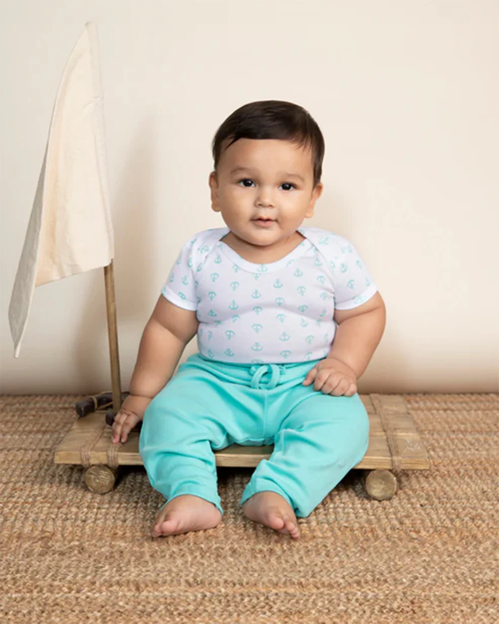 Cotton Bug White Bodysuit-Anchor-Organic Cotton-Half Sleeves-Pack of 3-For Infants - Image 3