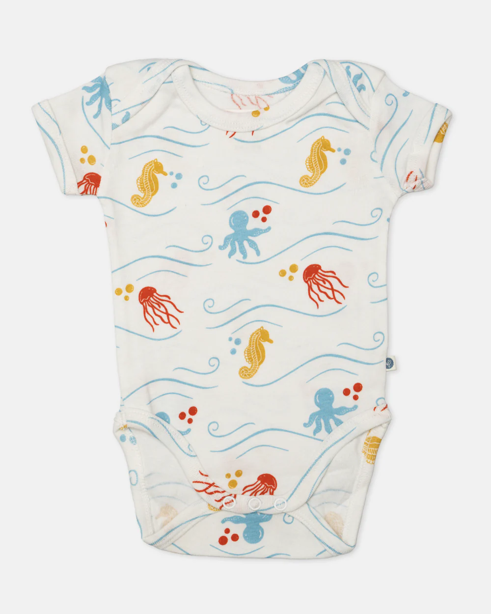 Cotton Bug White Bodysuit-Sea World-Organic Cotton-Half Sleeves-Pack of 3-For Infants - Image 15