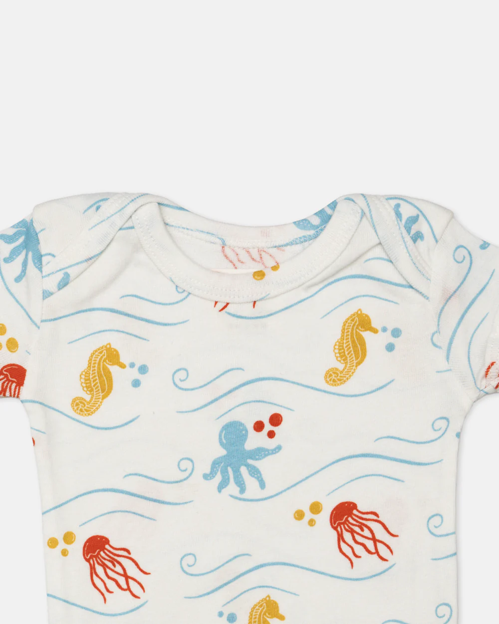 Cotton Bug White Bodysuit-Sea World-Organic Cotton-Half Sleeves-Pack of 3-For Infants - Image 18