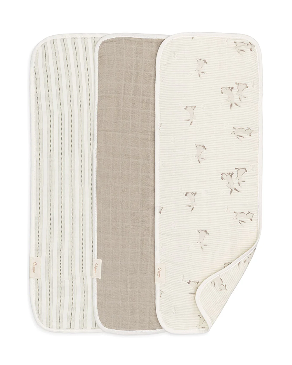 Crane Baby Burp Cloth Set-With Soft Muslin Front & Terry Back-Super Absorbent-Lightweight & Hypoallergenic-Avery Bunny-Pack of 3-For Infants