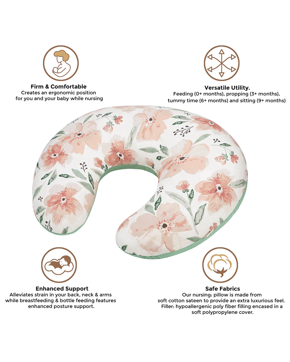 Crane Baby Feeding & Nursing Pillow-With Cotton Satin Cover & Poly Fiber Filling-Hypoallergenic-Alleviate Strain-Parker-For Nursing - Image 4