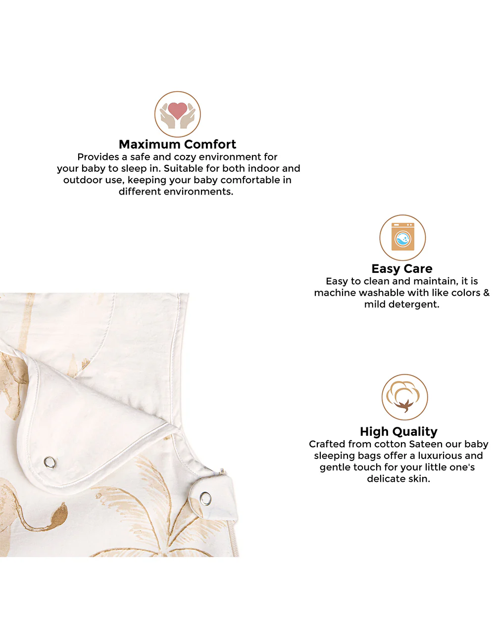 Crane Baby Kendi Baby Sleeping Bag-100% Cotton-Adjustable Underarm Snap & Zipper-Kendi Print-For Infants-0 to 9M - Image 4
