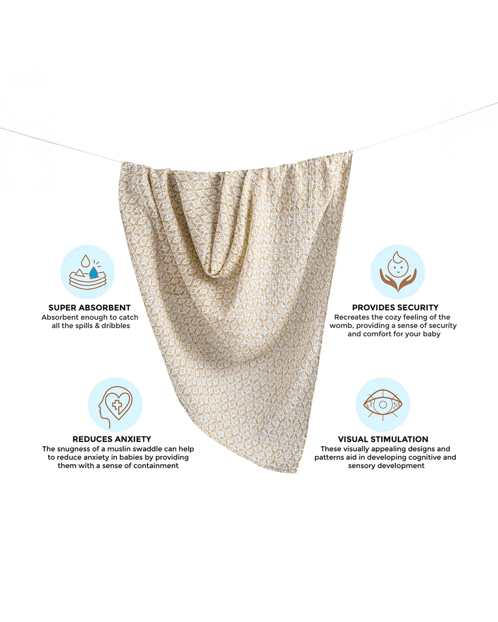 Crane Baby Kendi Swaddles-100% Cotton Muslin-Kendi Diamond-Pack of 1-Infant Wraps - Image 3